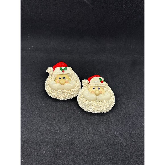 Vintage Handmade Santa Christmas Set Candle Holder Napkin Ceramic Clay Taper - Picture 11 of 14
